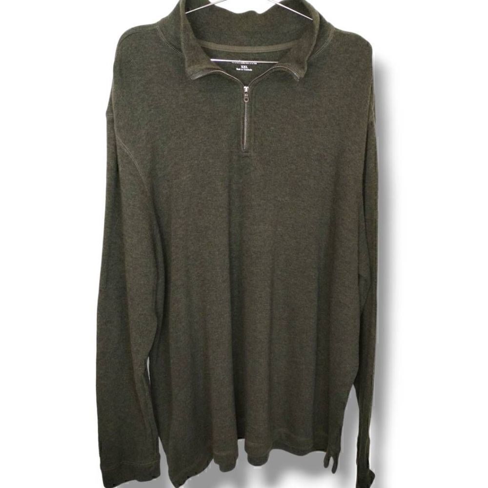 Croft & Barrow Mens Sweater Sz‎ XXL Olive Green Pullover Zip Collar Casual